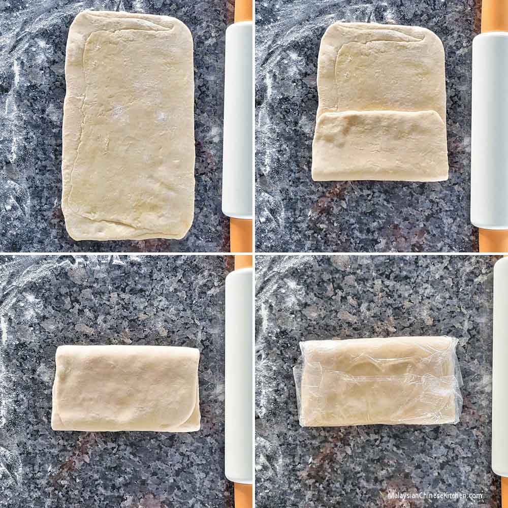 Folding and wrapping the dough for these Seremban Siew Pau (Baked BBQ Buns).
