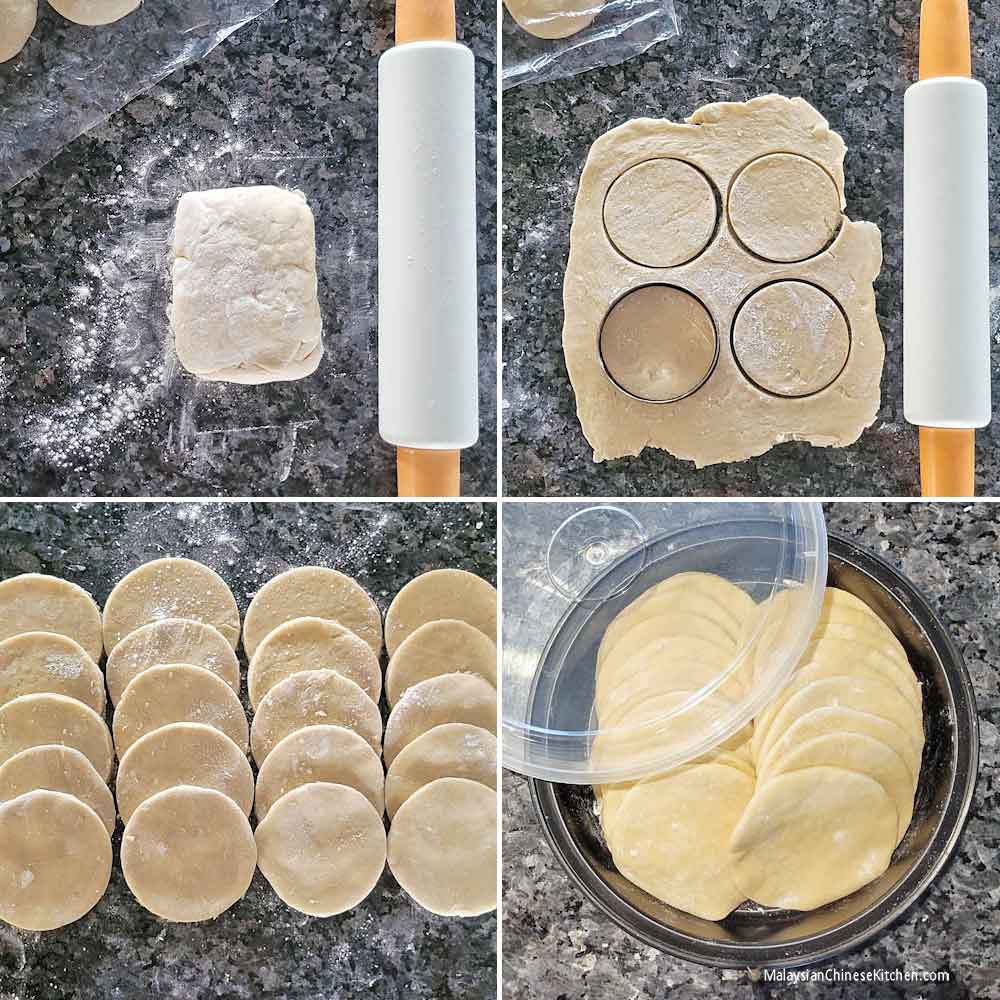 Making more wrappers for these Seremban Siew Pau (Baked BBQ Buns).